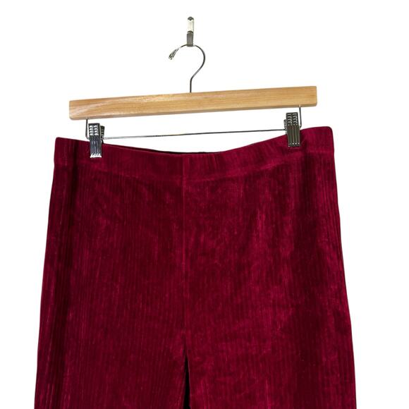 LuLaRoe Corduroy Flare Pants Womens L Red High Rise Hippie 70s Disco Retro - Picture 3 of 7